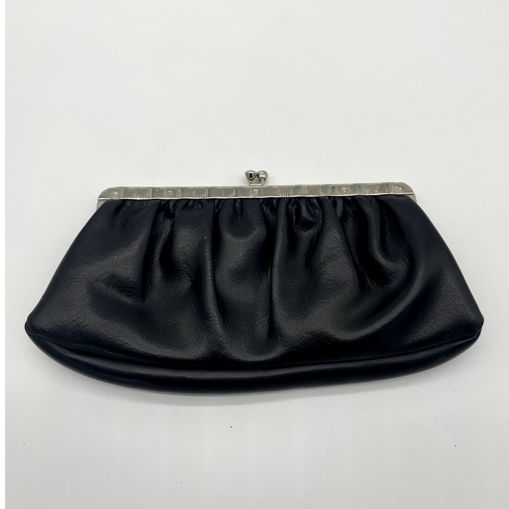 Black Faux Leather Coin Purse Clutch